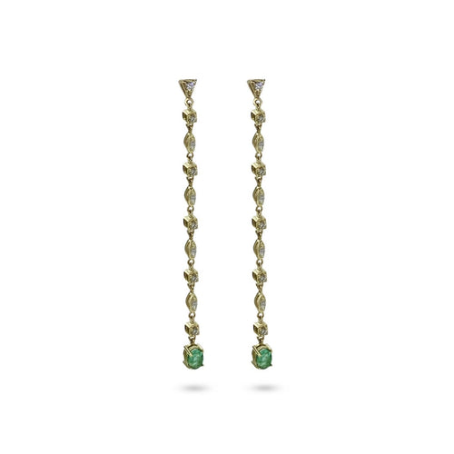 Long earrings with emerald - Azza Fine Jewellery