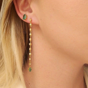 Long earrings with emerald - Azza Fine Jewellery